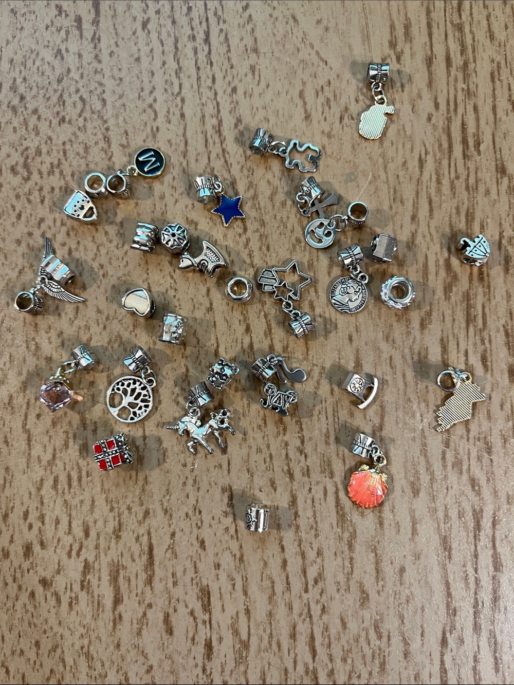 Silver Tone Mixed Charm Pendants - Assorted Colors